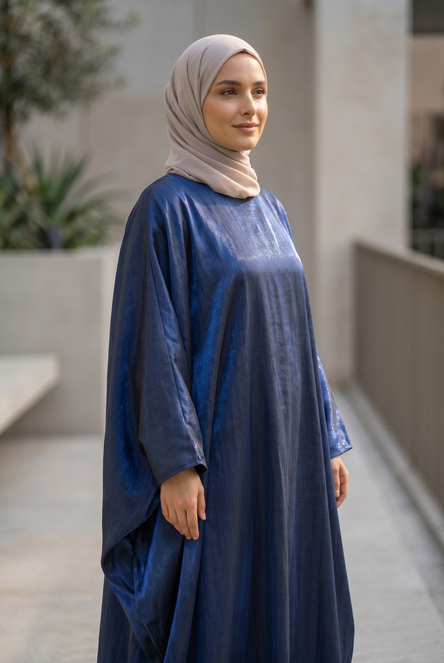 Shimmed Kaftan Abaya Royal Blue