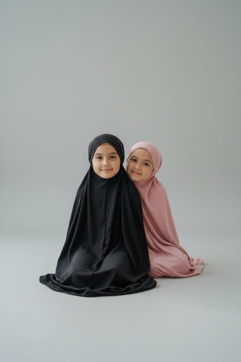 Black Satin Khimar Set
