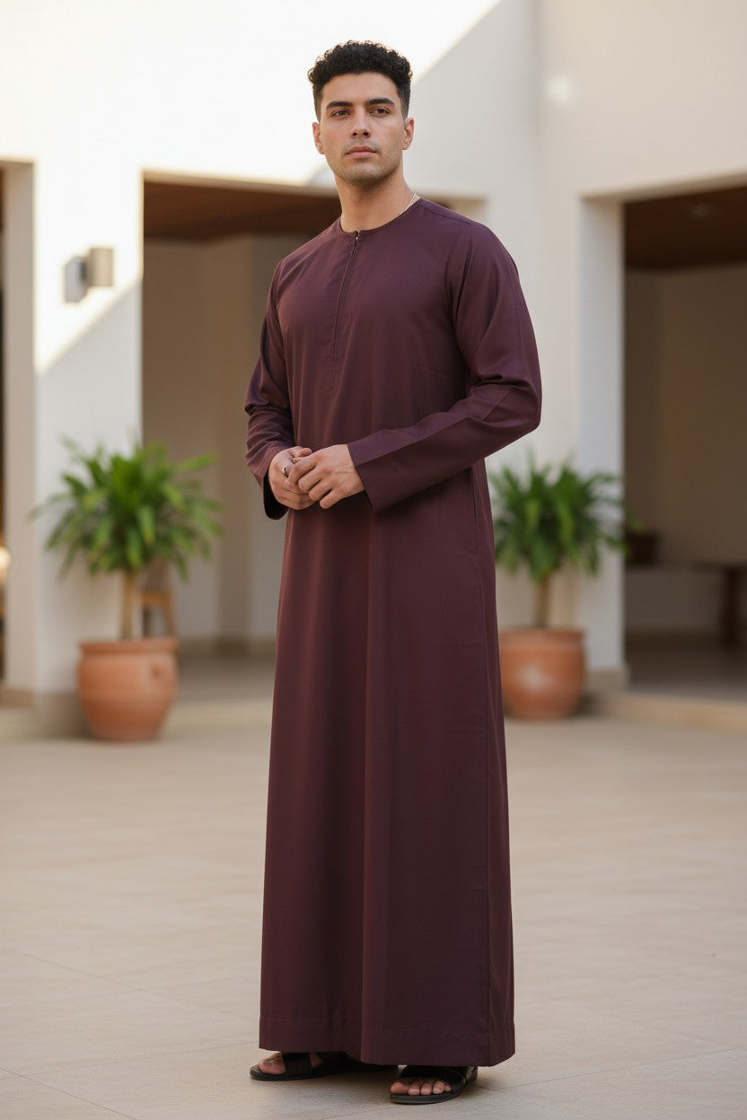 Burgundy Premium Emirati Thobe Men