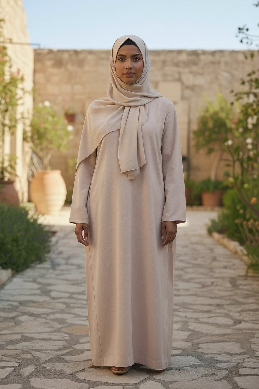 Warm Beige Melange Abaya