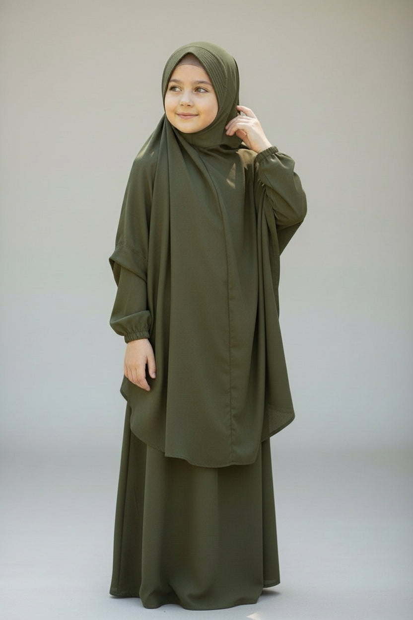Army Green Satin Khimar